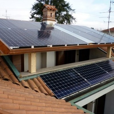 Realizzazione impianto su tettoia in lamellare