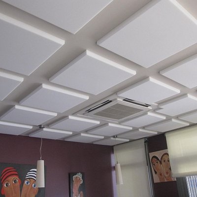 Pannelli acustici a soffitto in tessuto