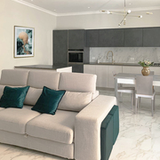 classico rivisitato in 100mq - living con zona cottura