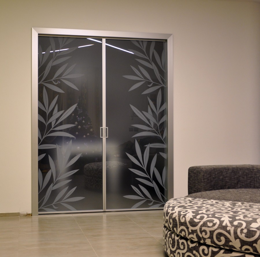 Porte scorrevoli vetro satinato: porta flutti lino bianco con ...