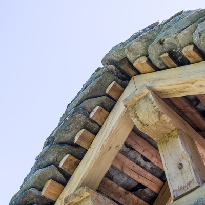 Incrocio di travatura in rovere