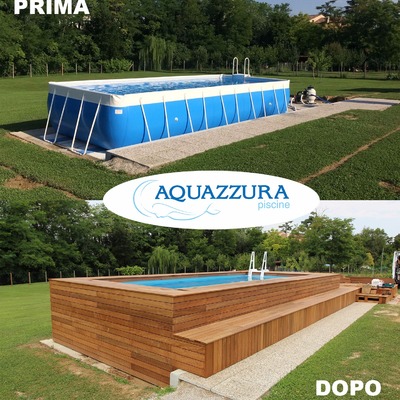 Piscina fuori terra rivestita in legno di ipè