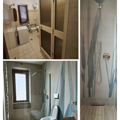 Realizzazione bagno con doccia a filo pavimento e piletta sulla parete
