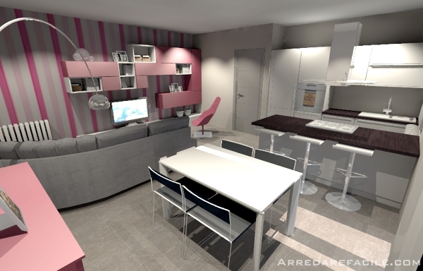 Foto: soggiorno e cucina con penisola di arredarefacile #109907 ... Cucina con soggiorno