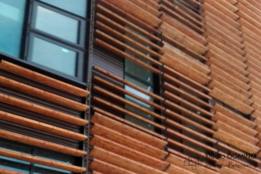 Foto: dettaglio del brise soleil in legno. di studio domino ... Brise soleil in legno