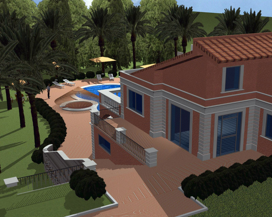 Progettazione di una villa unifamiliare con piscina e parco ... Progetti villette unifamiliari