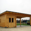 Base in cemento per tettoia in legno